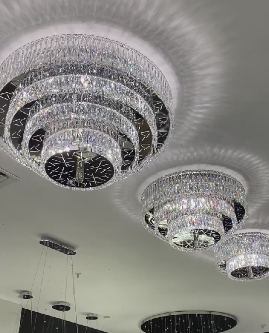 Oversized Modern Flush Mount Round Multi-tiered Ceiling Light