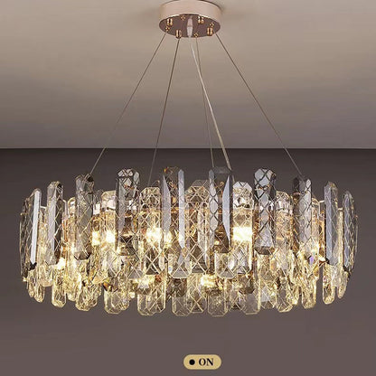 Modern Smoke Gray Crystal Chandelier Sparkling Pendant Light Fixture for Living/ Dining Room/ Bedroom/ Home Office