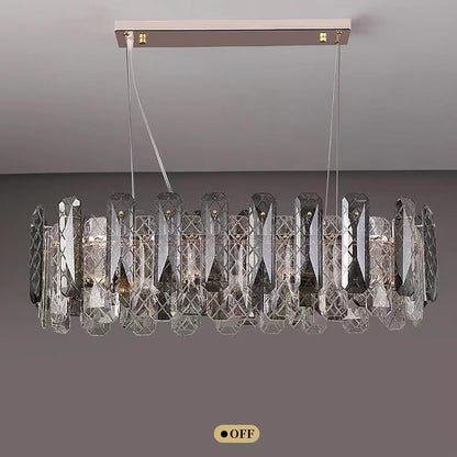 Modern Smoke Gray Crystal Chandelier Sparkling Pendant Light Fixture for Living/ Dining Room/ Bedroom/ Home Office
