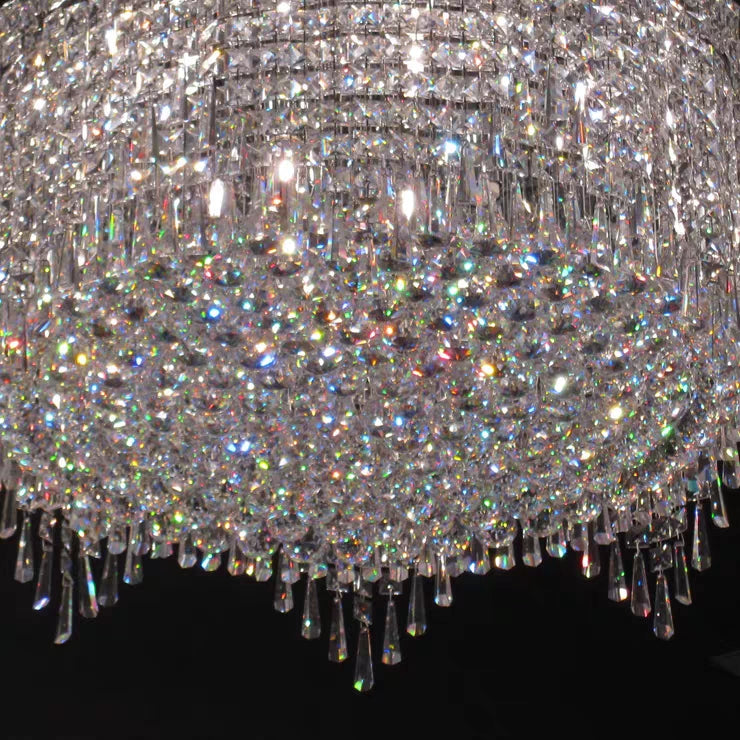 Luxury Round Tiers Flush Mount Crystal Ceiling Light for Living room