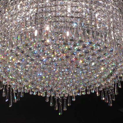 Luxury Round Tiers Flush Mount Crystal Ceiling Light for Living room
