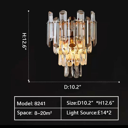 Smoke Gray Crystal Chandelier Flush-Mounted Ceiling Light Fixture Set for Dining Room/Living Room